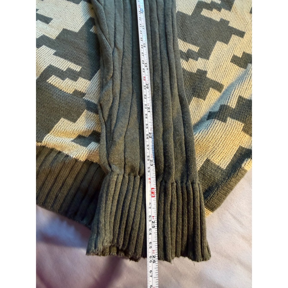 Perry Ellis Mens Large Olive Green Oversized Houndstooth Ribbed Pullover Sweater - Picture 8 of 8